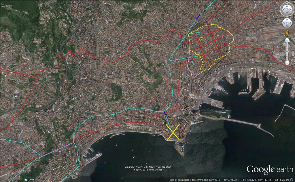 Settimo segmento - Dai Ponti Rossi (esclusi) alla galleria per "Fuorigrotta" (inclusa) (41 - > 40 m slm; 8 km) Prima diramazione per Neapolis (0,05 km fino alle mura); Seconda