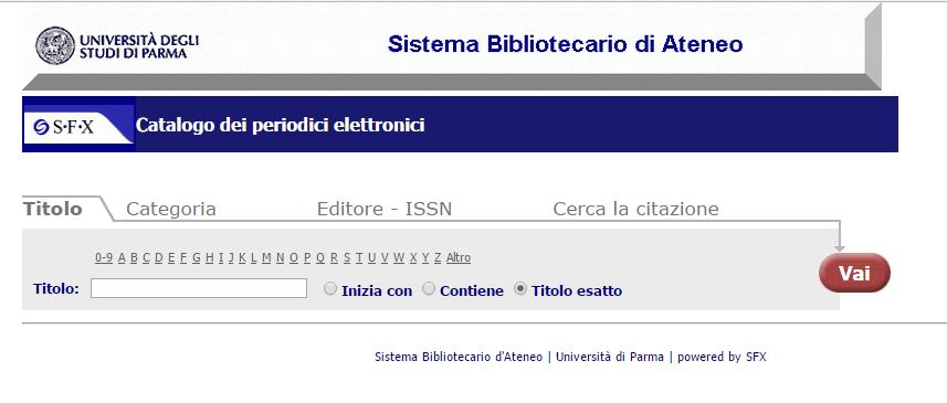 Portale Unipr Servizi Biblioteche UN ALTRA