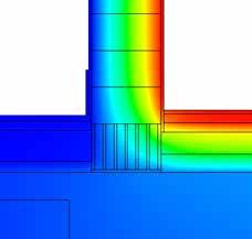 2 Test = - 5 C Tint = 20 C CONFIGURAZIONE 1 Nonostante il posizionamento del cappotto e il proseguimento dello stesso sul solaio del marciapiede esterno non riscaldato rimane il ponte termico dovuto