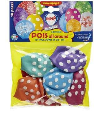 Art. 110d Art. 110/D - Pois 10 palloni stampati POIS all around Ø cm.