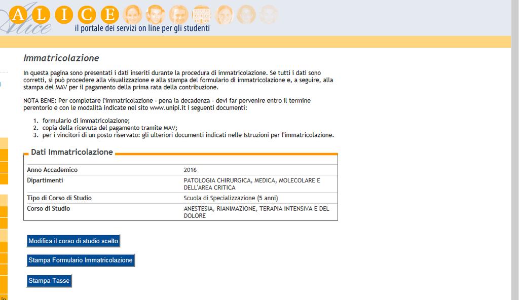 Cliccando sul pulsante Conferma si visualizza la pagina di riepilogo dell