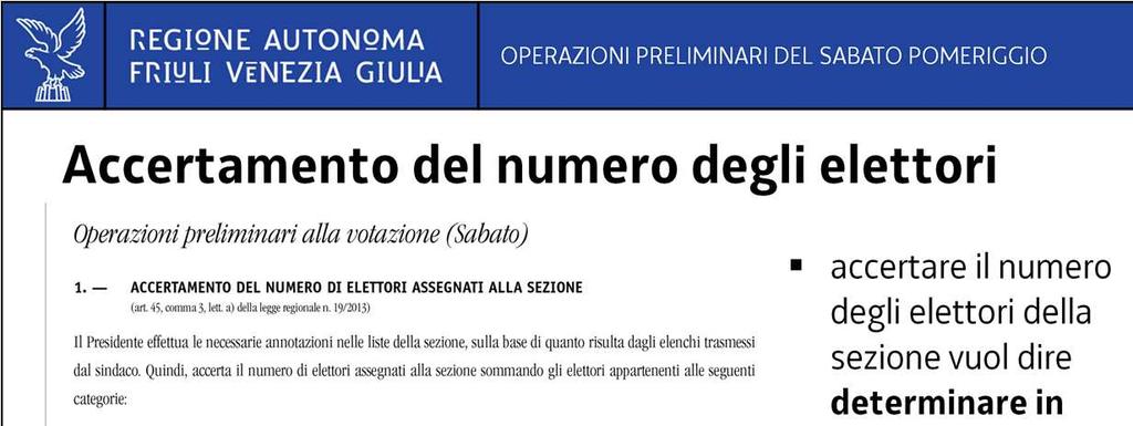 Accertare il numero degli elettori della sezione vuol dire determinare in maniera precisa il numero degli elettori