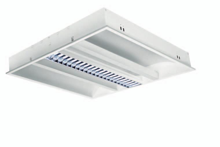 e schermata Direct and soft light fittings 85 595 Apparecchio fluorescente PAR-eco (T5 CE) diretto-indiretto Direct-Indirect fluorescent fixture PAR-eco (T5 CE) HE 0C44 4x4W bianco/white 595 x 595 x