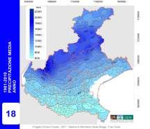 Andamento climatico in Veneto L andamento degli ultimi 25 anni delle precipitazioni annue non registra trend significativi pur presentando nell ultimo decennio annate particolarmente piovose