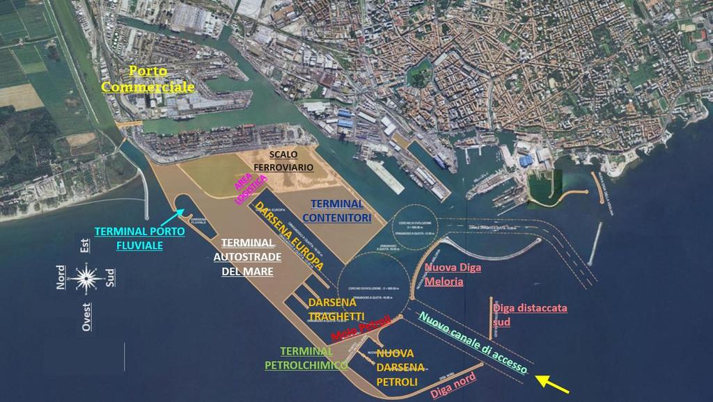 Figura 3 - Principali nuove infrastrutture portuali del redente PRP approvato Per una visione d insieme si propone di seguito la mappa