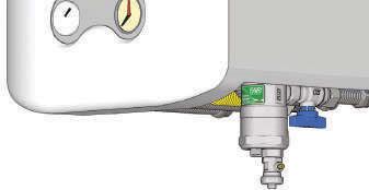 COMPACTFAR con attacchi a squadra Cartuccia filtrante: PA6 O-Ring: EPDM Velocità max fluido: 1.4 m/s Esempio di posizionamento sotto caldaia.