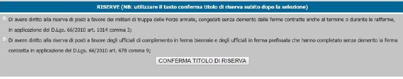 Nel caso in cui si posseggano più preferenze, sarà possibile inserirle, ripetendo la procedura e cliccando nuovamente sul tasto CONFERMARE PREFERENZA.