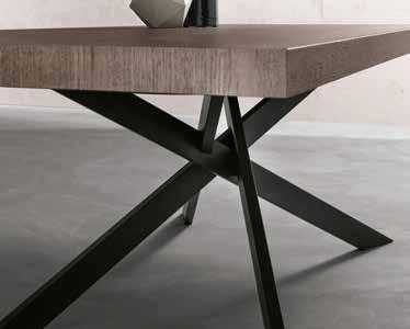 table with knotted oak veneer top, Folding grain finish, th. 60 mm.