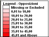 Bolzano 20,0% 25,0% -5,0% Lombardia 20,2% 20,5% -0,3% Piemonte - Valle d'aosta 21,7% 23,2% -1,5% Liguria 24,4% 16,9% 7,5% Marche 25,0% 22,0% 3,0% Emilia Romagna 25,3% 25,8% -0,5% Toscana