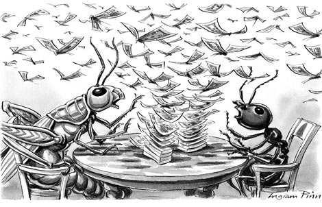 QUALE FUTURO PER CICALE E FORMICHE? I flussi finanziari dalle colonie delle formiche rivolte alle esportazioni verso le colonie delle cicale avanzate sono andati a finir male.