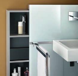 Nel modulo Monolith per lavabo è possibile integrare carrelli laterali estraibili che creano un prezioso spazio per riporre i vostri prodotti da bagno.