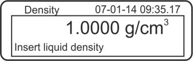 5.5 Serie KERNALT-B 5.5.1 Determinazione di densità di corpi solidi cadenti (d > 1 g/cm 3 ): Rimuovere il cestello immergibile e mettere al centro della piattaforma un bicchiere riempito di liquido ausiliare.