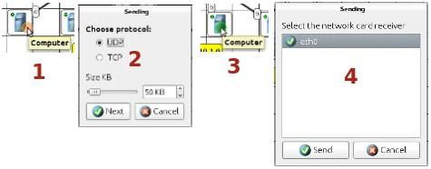 Es(p)NET pag. 5 Se si seleziona lo strumento Invia Dati alla freccetta del mouse viene aggiunto un pallino arancione (1) e in questa modalità si può selezionare il computer che invierà i dati.