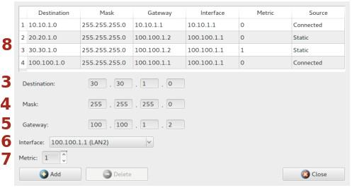 Es(p)NET pag. 8 Nel router selezionato (il primo a sinistra) la tabella di routing dovrà essere configurata in modo che i pacchetti inviati dalla rete 10.10.1.0 possano raggiungere le reti 20.20.1.0 e 30.