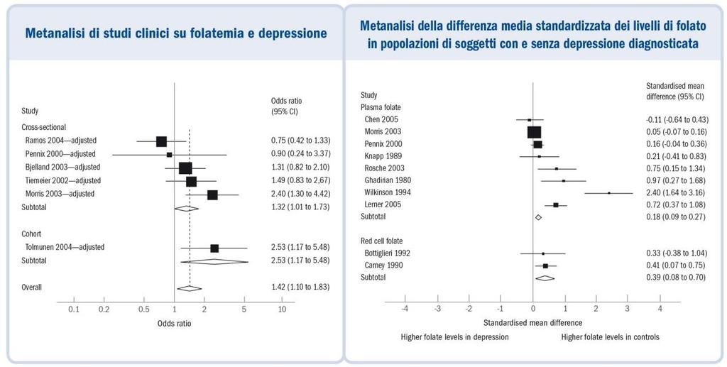 Una significativa percentuale di pazienti con diagnosi di depressione mostra bassi livelli di folati. 2.