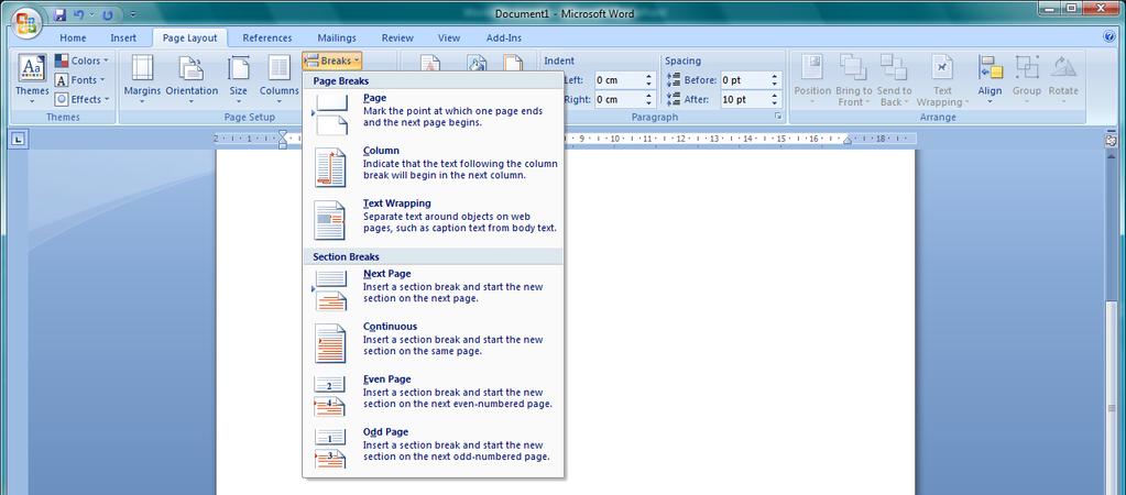 Operazioni di Base Inserire interruzioni : opzione interruzione del menu