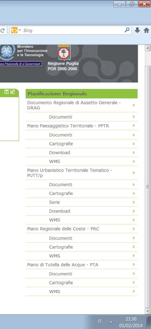 componenti del PPTR, strati informativi del PUTT/P disponibili in formato digitale, ecc.) Download consente di scaricare tutti/alcuni contenuti della sezione.