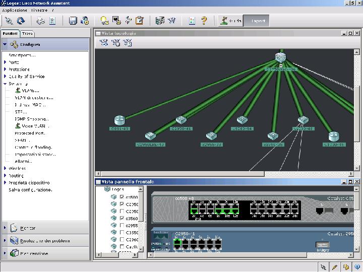 Capitolo 2 Figura 2-1 GUI di Network Assistant 3 1 2 4 180624 1 Barra strumenti 3 Vista Topologia 2 Barra