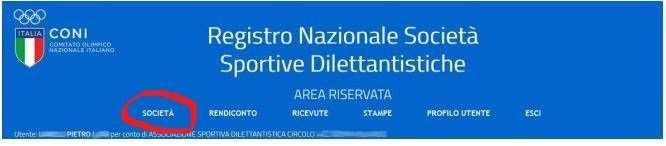 Accesso Fatto l accesso, all interno dell area riservata, appare un menù di navigazione. Sezione Società Cliccando sulla voce Società, si entra nella sezione documentale.