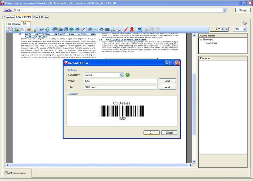 Creazione e gestione di Barcode Corporate Codici a barre: Benefici : possibilità di gestire i documenti tramite appositi codici a barre Print&Share gestisce gli esistenti codici a barre e permette