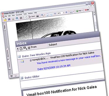 Voicemail to email Riceve fax