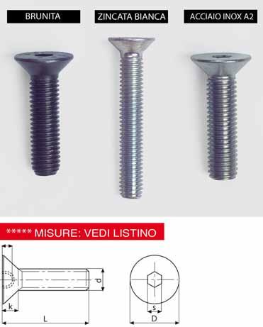 Viti T.P.S. con esagono incassato UNI 5933. DIN 7991-A.