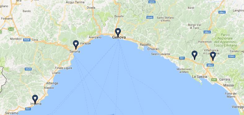 La rete di ricarica dei veicoli elettrici in Liguria al 2017 Colonnine di ricarica per veicoli elettrici 5 21 2 2