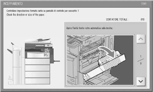 SOLUZIONE DEI PROBLEMI HARDWARE 9 Riportare l'unità di piegatura e pinzatura a sella in posizione originale. 0 Chiudere il coperchio dell'unità di foratura, se installata.