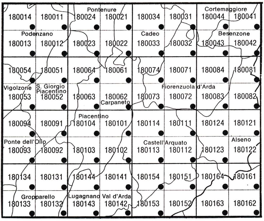 1 30 ELEMENTO alla scala 1:5000 2 30 20 (suddivisione in 4 parti di una SEZIONE e in 64 parti del FOGLIO) 01