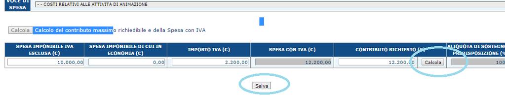 IMPORTO IVA (questo valore sarà utilizzato dal sistema per calcolare il CONTRIBUTO RICHIESTO solo se è stato impostato a SI il parametro IVA