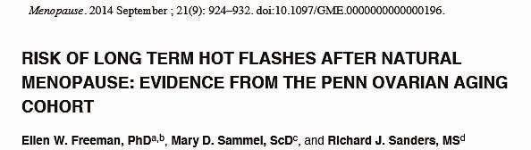 10 or more years following menopause had moderate/severe hot flashes.