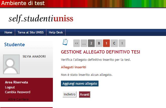 5) Inserimento dell allegato definitivo della Tesi Cliccando su Aggiungi nuovo allegato sarà possibile