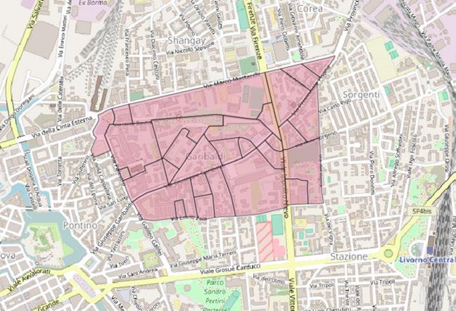 7.2. LA ZONA 1 - BASTIA-FIORENTINA 61 7.2 la zona 1 - Bastia-Fiorentina superficie = 0,7196 Kmq residenti (al 30 giugno 2017) = 8.781 mappa Figure 7.1: scala 1:25.000 confini (principali) Nord = v.