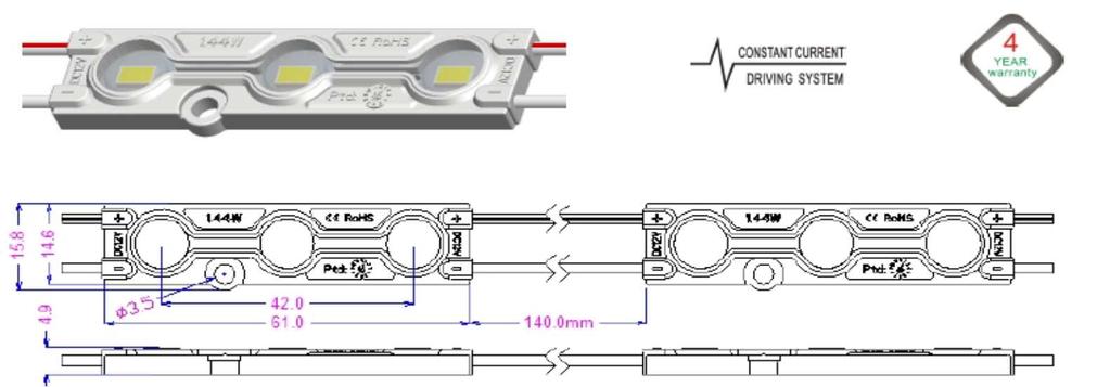 Luglio 2012 M3 POWER ALUX FINO AD ESAURIMENTO SCORTE Moduli a 3 LED SMD - 5630 MODELLO M56A-3W12 (bianco) PARAMETRI TECNICI * Flusso Luminoso * Efficienza Lum. * λd - nm.