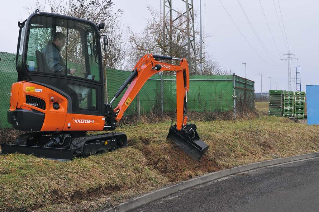 PRESTAZIONI SUPERIORI Forza di scavo aumentata Il KX019-4 ha una impressionante forza di scavo alla benna.