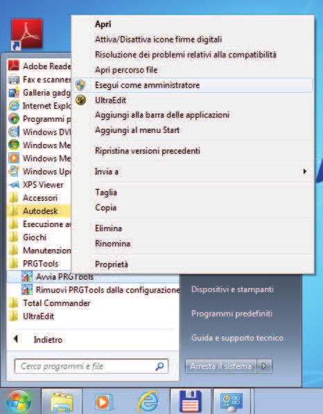 Procedure 7 Nota Se è installato anche altro software IeS e necessario: - Eliminare l'icona 'Avvia PRGTools' ed eventualmente 'Avvia CADPak' - Avviare AutoCAD - Dal Menu Strumenti - Opzioni - File -