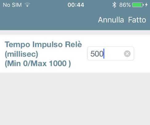 Funzioni Avanzate Se il valore riportato è diverso da 0 il relè fornisce in uscita, all apertura, un impulso singolo della durata pari al valore impostato in millisecondi.
