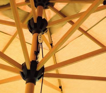 midi t legno OMBRELLONI caratteristiche strutturali Ombrellone telescopico in legno con palo centrale in legno tinta noce