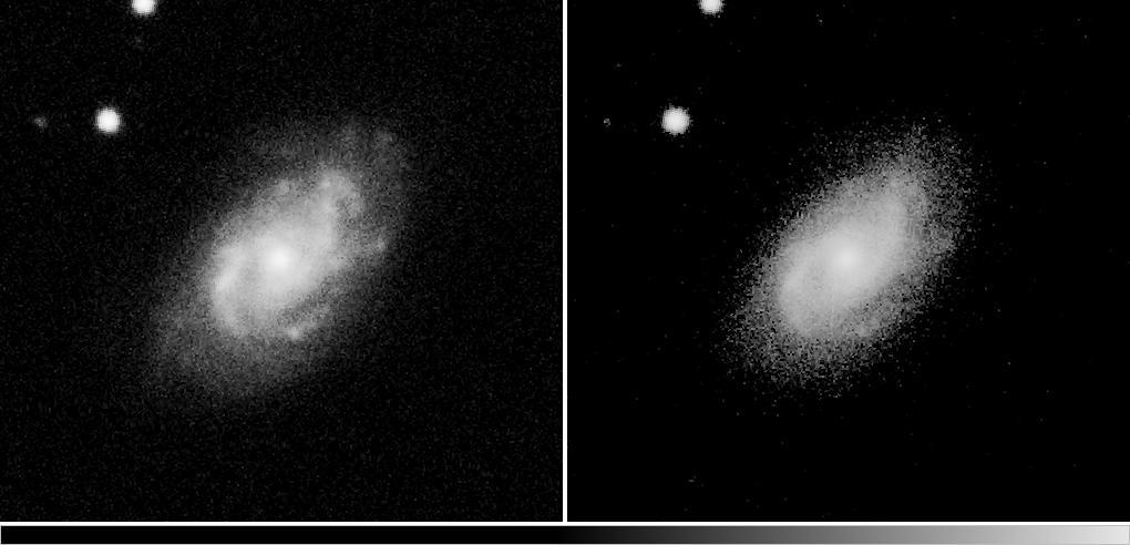 Figura 1 - immagine della galassia NGC2913 originale in banda G Figura 2 - immagine originale della medesima galassia in banda I.