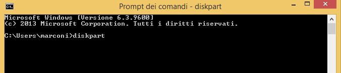 Prompt comandi: diskpart DISKPART>list disk Se nella
