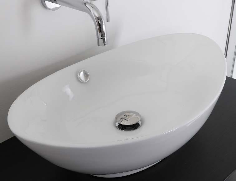 Lavabo da appoggio bacinella ovale 60x37 cm monoforo bianco in ceramica Diametro: 60x37 cm Altezza: 19 Foro