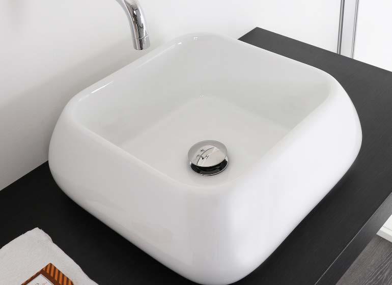 Lavabo da appoggio squadrato 41x41 cm monoforo bianco in ceramica Larghezza: 41 cm