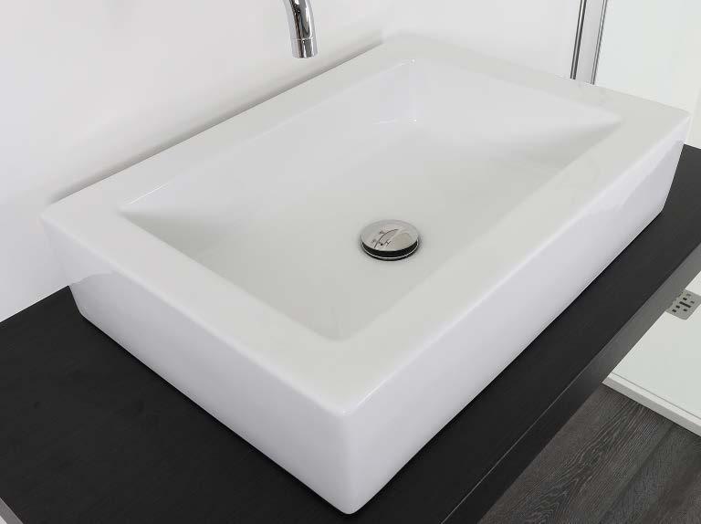 Lavabo da appoggio bacinella rettangolare 56x40 cm monoforo bianco in ceramica Diametro: 56x40 cm Altezza: