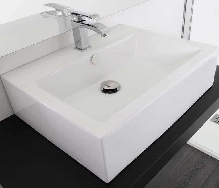 Lavabo da appoggio rettangolare 57x45 cm monoforo bianco in ceramica Larghezza: 57,5 cm Profondità: 45,5