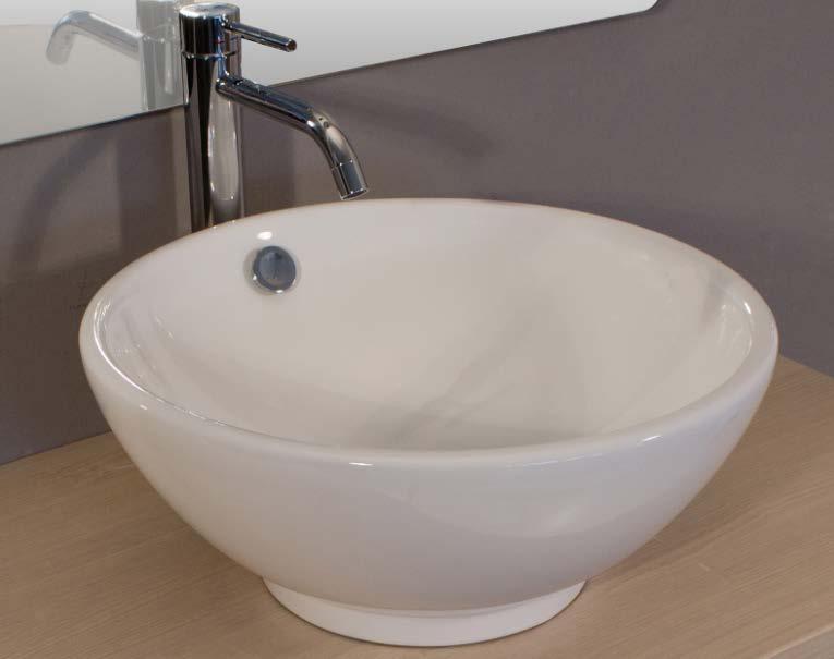 Lavabo da appoggio rotondo 40 cm monoforo bianco in ceramica Dimensioni: Ø 40 cm Altezza totale: 17 cm