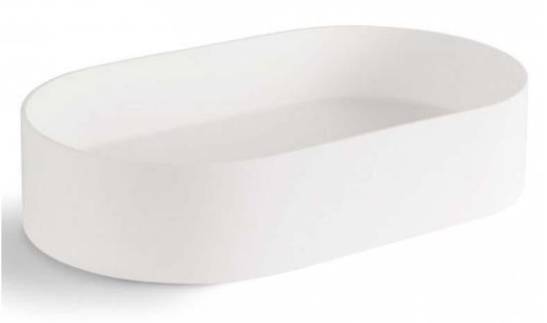 Lavabo bacinella da appoggio ovale in mattstone bianco 60x35 cm monoforo Materiale: mattstone; Dimensioni: 60