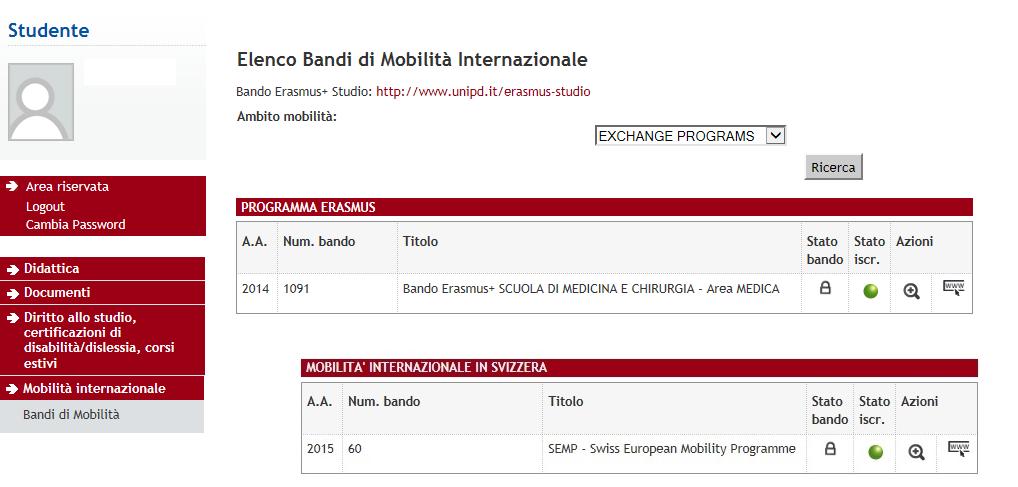 1) LA COMPILAZIONE DEL LEARNING AGREEMENT IN UNIWEB Entrare con il proprio login e password e selezionare nel menu sulla sinistra sotto Mobilità Internazionale la voce Bandi di Mobilità.