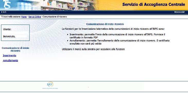 Pag. 28 di 51 7.1 PAGINA DI BENVENUTO All ingresso nell applicazione sarà visualizzata una pagina di benvenuto.