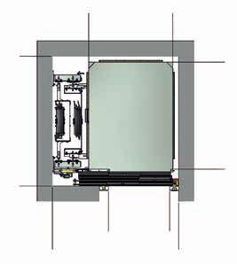 PIANTA VANO SEZIONE VERTICALE A D B Luce porte 2000 mm PL C Velocità (m/s) 1 Ingombro telai 2225 mm N massimo di fermate / servizi 12/24 Corsa massima cabina (m) 35 TESTATA CORSA Testata minima (mm)