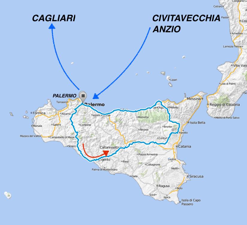 IL PERCORSO La 6 Sicilia con partenza e arrivo a Palermo ha una distanza di 618 km e 7030 m. di dislivello.